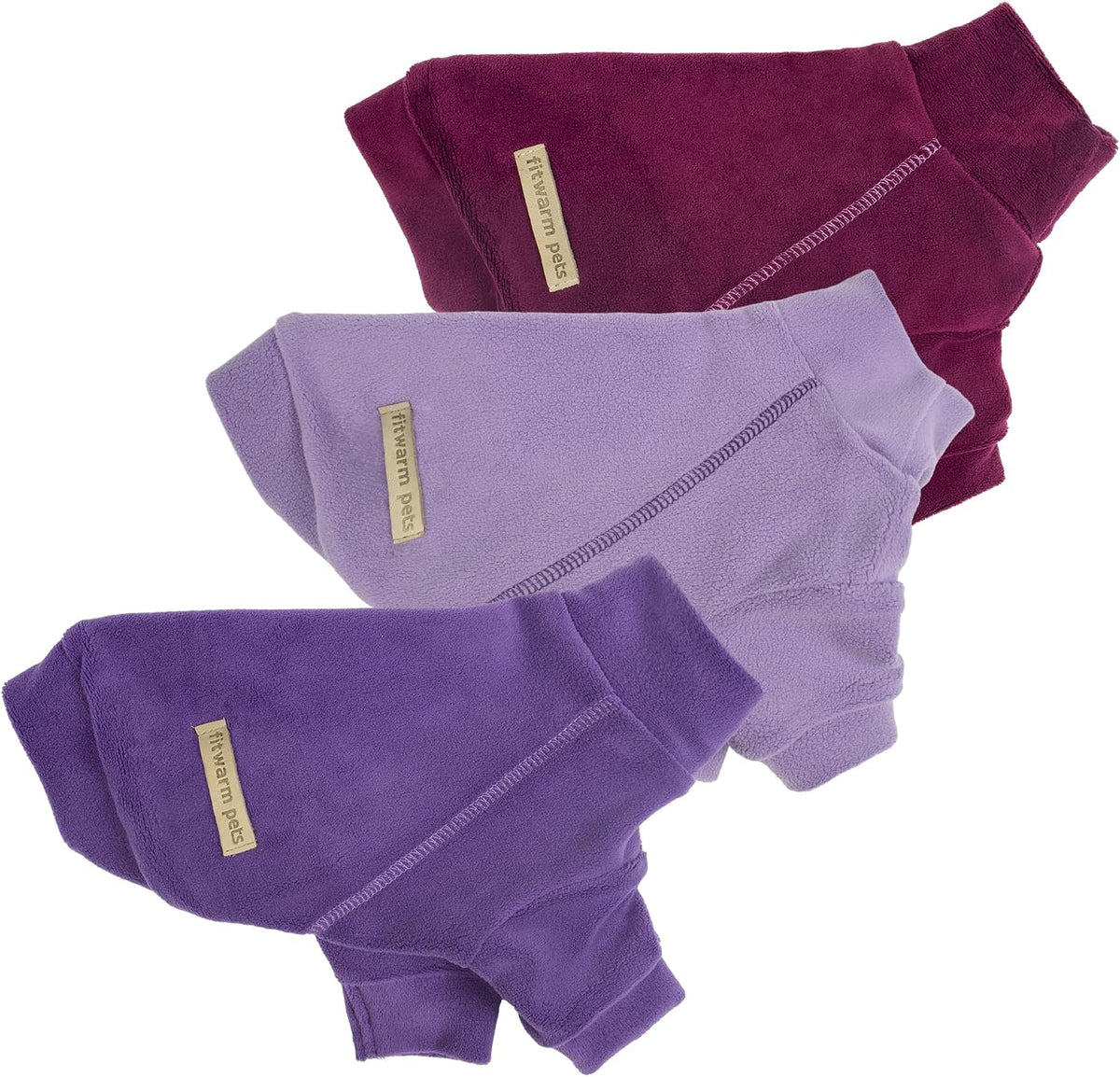 Fitwarm 3 Pack Classic Fleece Dog Sweater - Small / Purple-MediumPurple-FireBrick - image 2