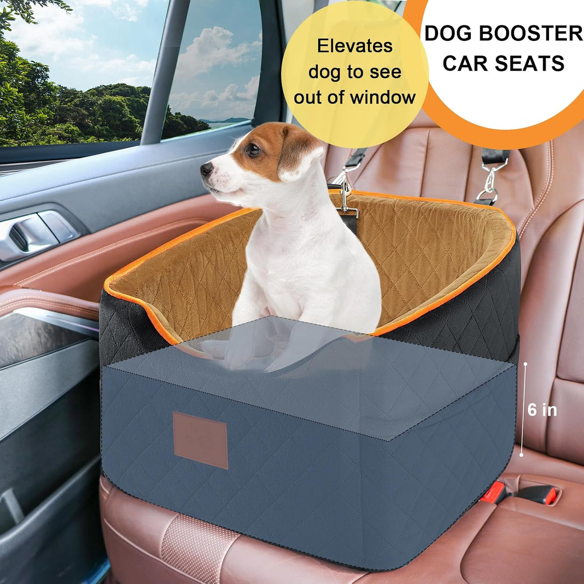 XIEEAOZEE Dog Car Seat for Small/Medium Dogs & Cats Under – Essentials for Dogs - Black/Brown - image 4