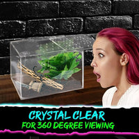 Jumping Spider Enclosure 5"x5"x7" or Tarantula Enclosure - Reptile Terrarium w/Sliding Magnetic Door - Great Reptile Tank & - Acrylic Aquarium Spider Box for Terrestrial or Arboreal Animals