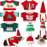 Clysee 10-piece guinea pig clothes set with flannel vests and knitted mini hats - view 5