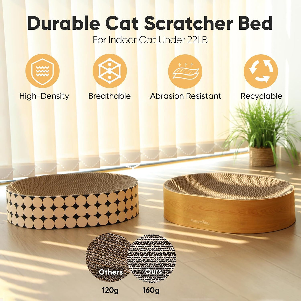 FUKUMARU Cardboard Cat Scratcher Bed - Polka Dot - image 3