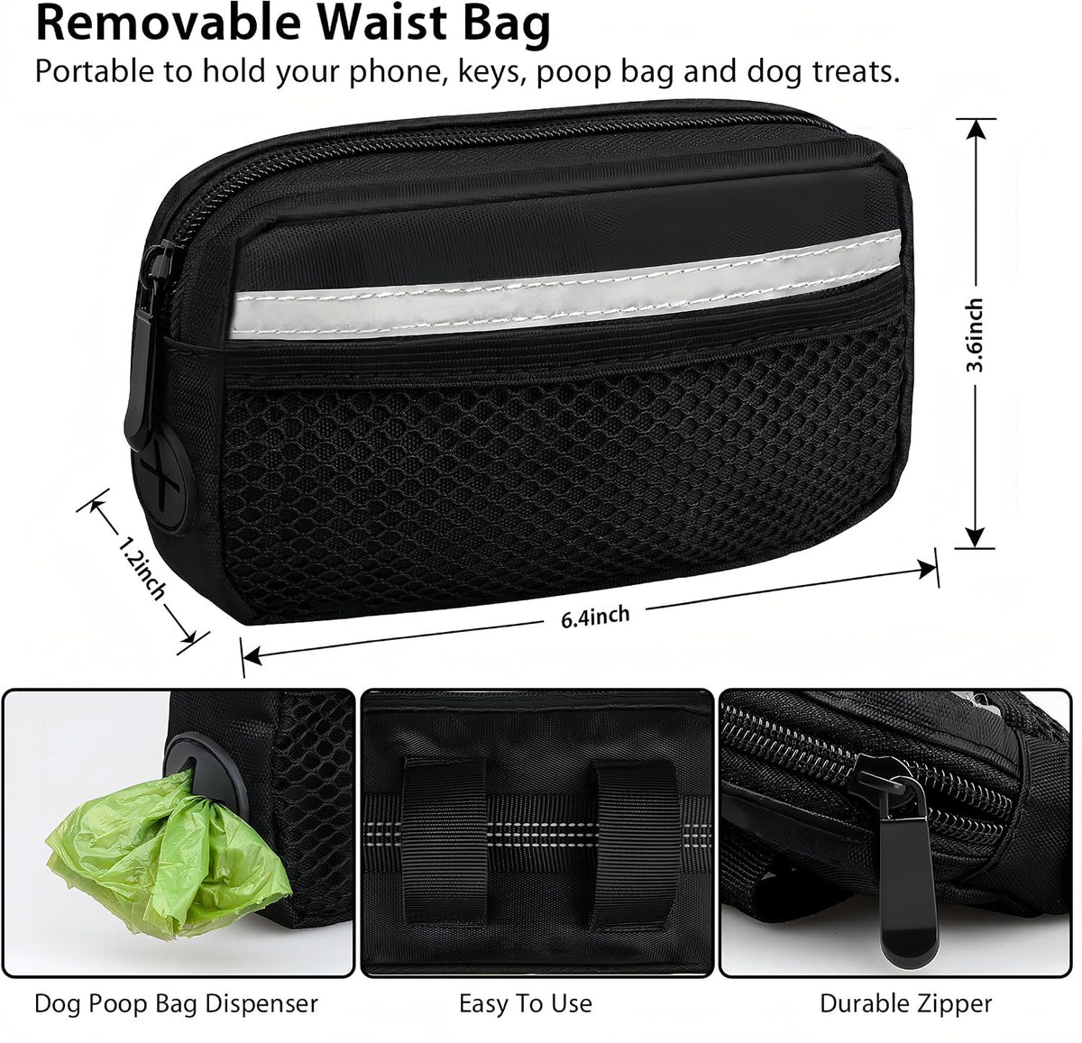 Uppetly Hands Free Dog Running Leash with Waist Belt - 1 dog/Black / Large - image 2