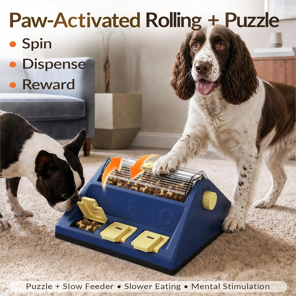 2-Level Dog Puzzle Toy Rotating Treat Dispenser for Small/Medium Dogs – Essentials for Dogs - Large / Blue - image 3
