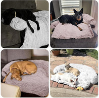GGIB Calming Dog Bed Fluffy Plush Dog Mat for Furniture Protector with Removable Washable Cover for Large Medium Small Dogs and Cats (Extra Large (53x39.3x6), Rust White)