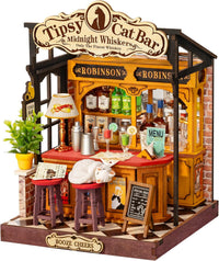 Rolife Tipsy Cat Bar DIY miniature kit, layered mini bar scene for a bookshelf - view 5