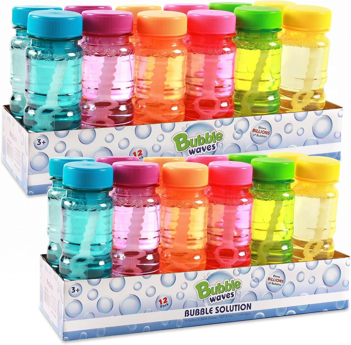 novelinks 24 pack of 4 oz bubble bottles with wands in six bright colors - view 3