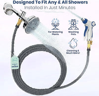 Indoor Hose Attachment with Handheld Sprayer for Dog Washing, Plant Watering, and Cleaning (75 FT) Long Hose with Universal Shower Head Adapter and Dog Shower Attachment