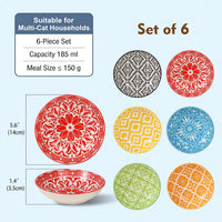 Ceramic Cat Food Bowls 6 Pack - Floral 2 - No Pads - image 2