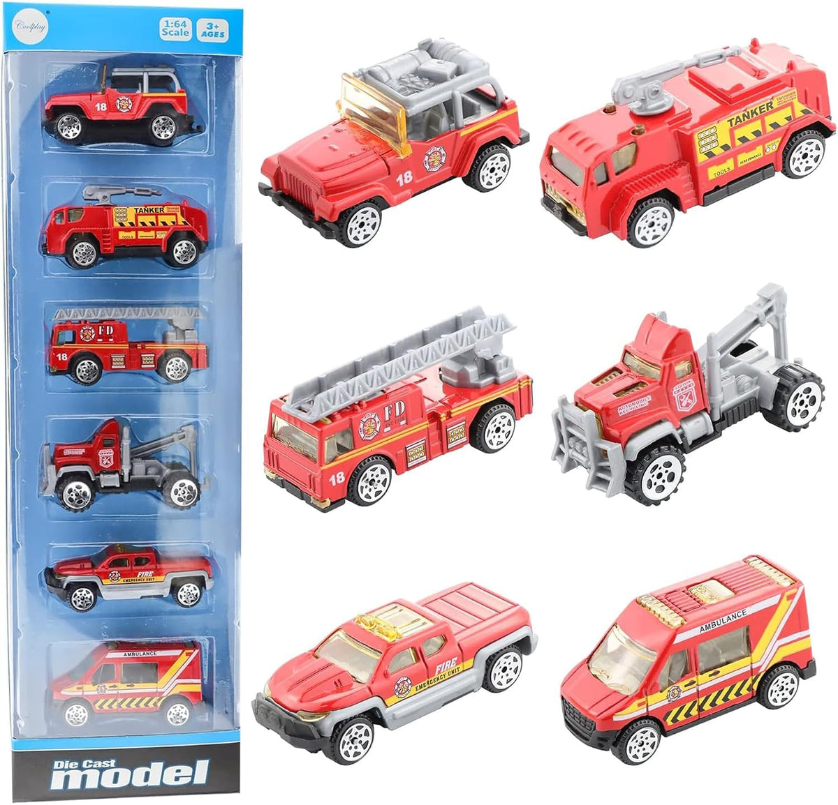 BenRich 1:64 scale die cast construction trucks set of 6, excavator to road roller