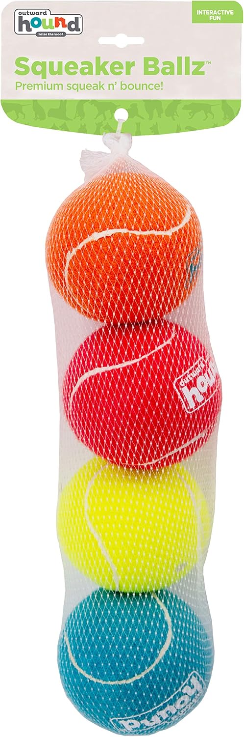 Outward Hound Squeaker Ballz Tennis Ball Dog Toy, 2.5", 4‑Pack - Multi Squeaker Balls / Large / 4-Pack - image 2