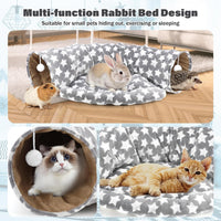 Bunny Tunnel Bed, 2-in-1 Collapsible Rabbit Tunnel Hideout with Mat – Essentials for Small Pets - Greystar - image 4