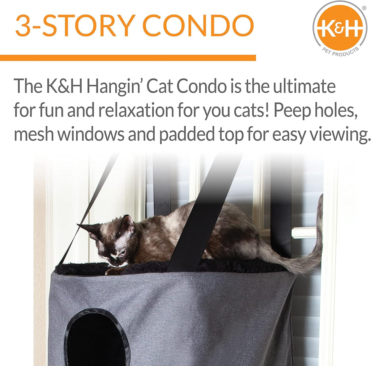 K&H Door Cat Tree, Hangin Condo 5 Level Mounted, Gray - 3 Story Condo - image 3