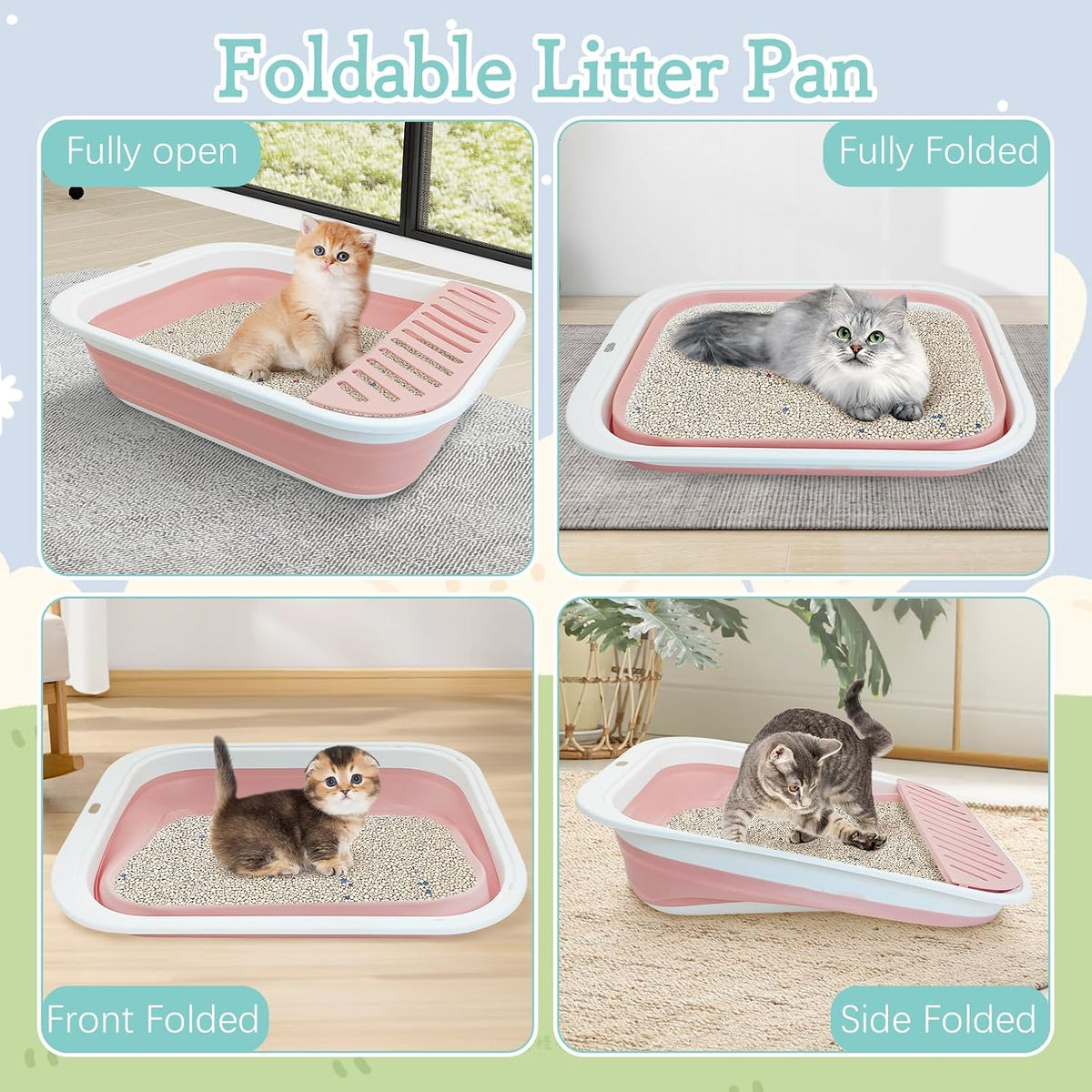 Fhiny Open Cat Litter Box - Pink-M / 1PCS - image 2