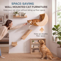 Cat Wall Shelves Set, Solid Wood Moon Bed - moon bed with 3-levels ladder - image 2