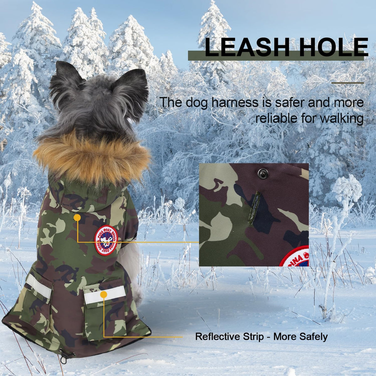 Small Dog Coats, Waterproof - 2XL(Chest 25.5") / Green Camo - image 4