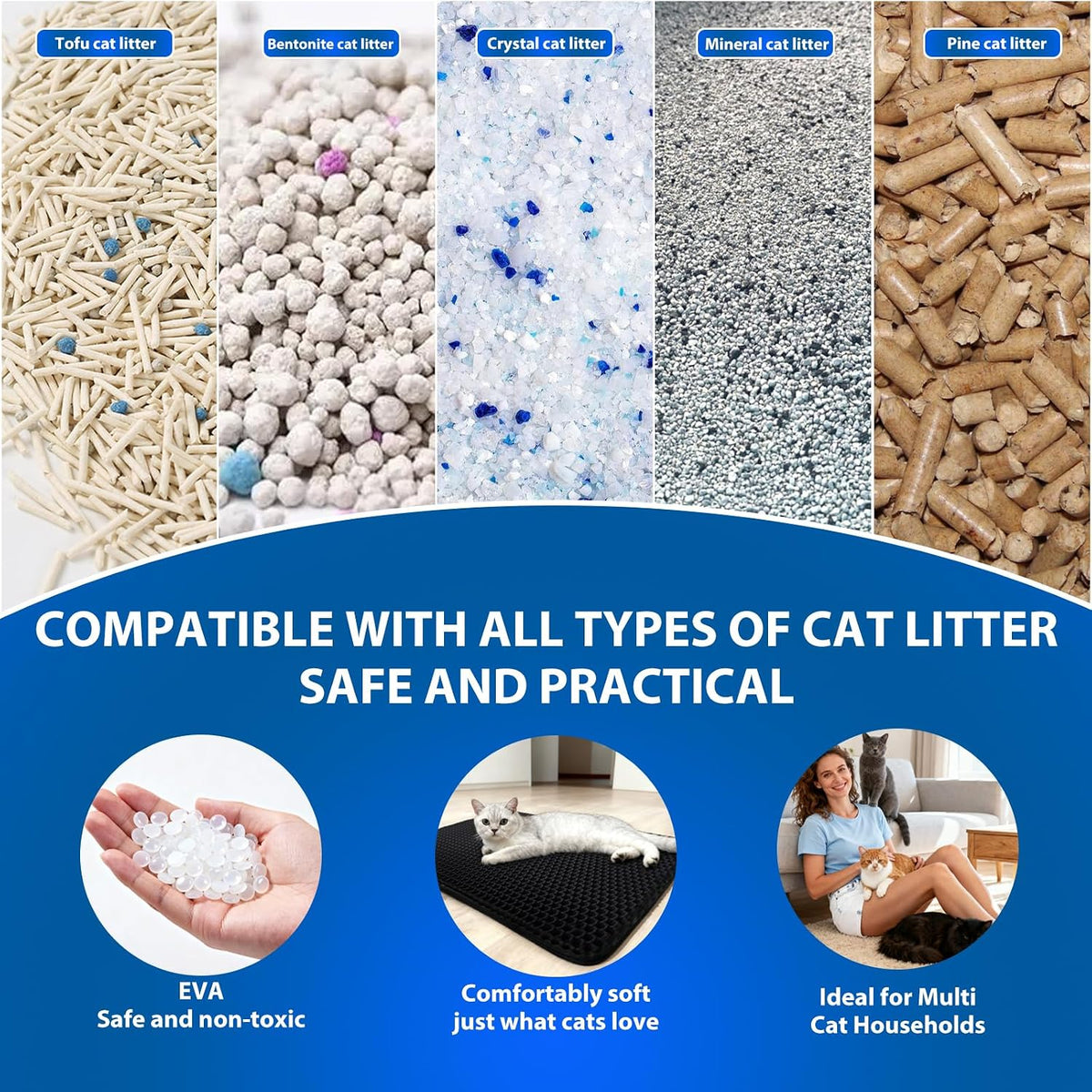 Cat Litter Mat, 30" x 22" Extra-Large - Gray / 35x24in - image 2