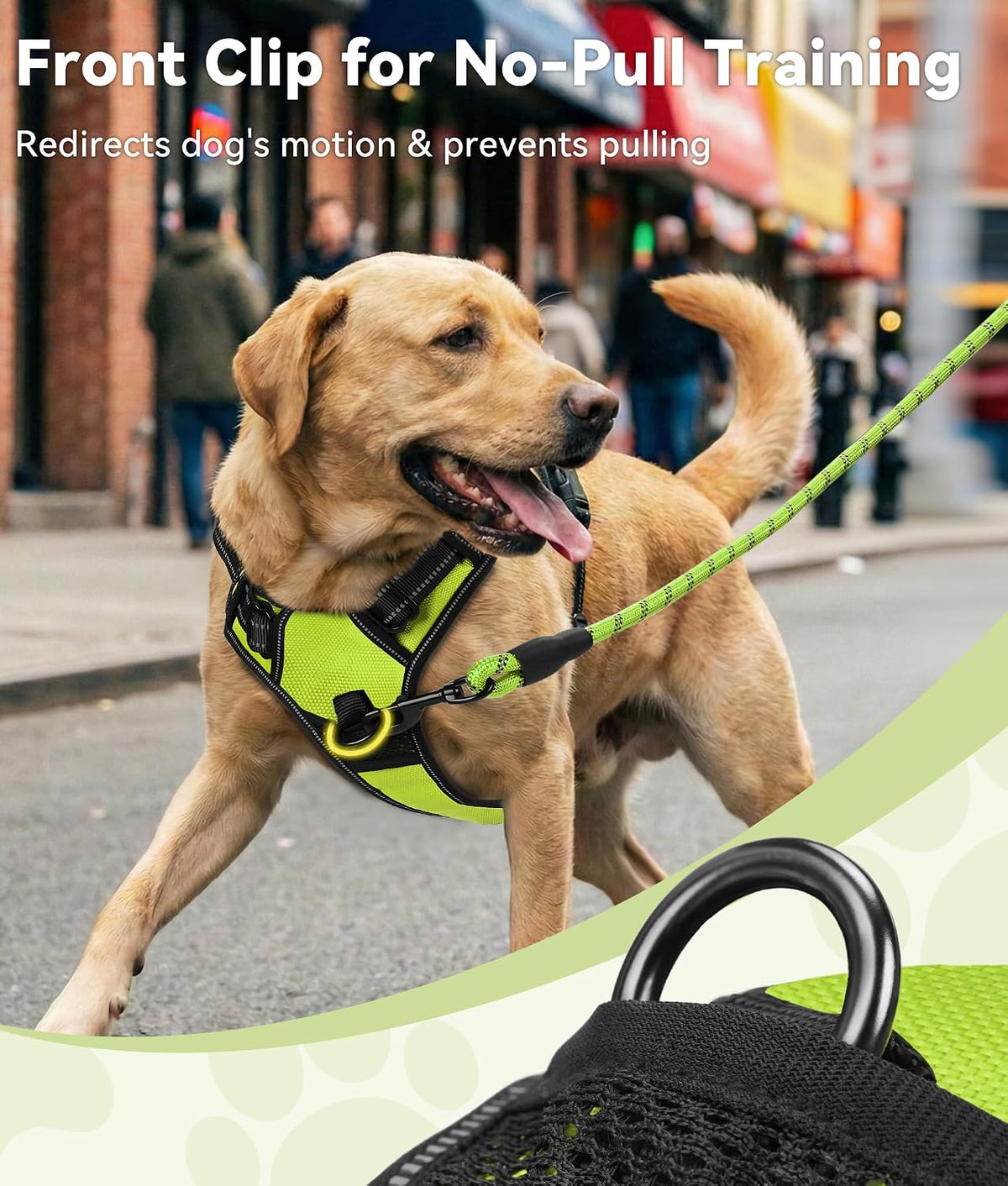 Joytale No Pull Dog Harness Medium Sized Dog, Front Clip - Medium / Green - image 2