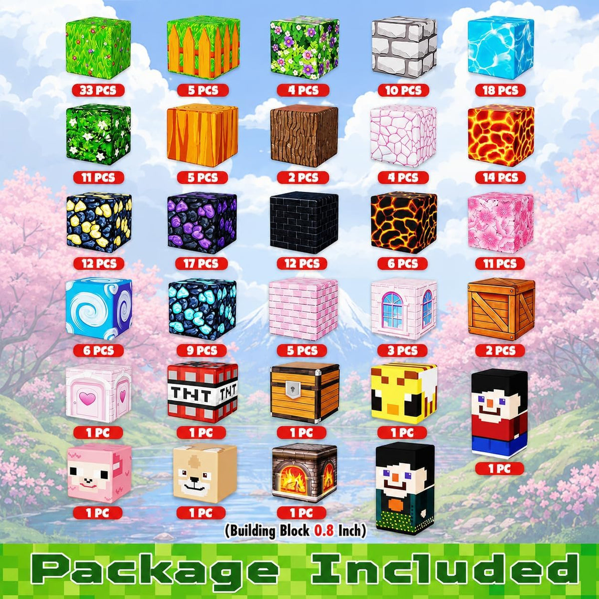 GraceDuck 300 PCS Magnetic Blocks, Magnetic Building Blocks - 200pcs Forest Volcano Eruption - image 2
