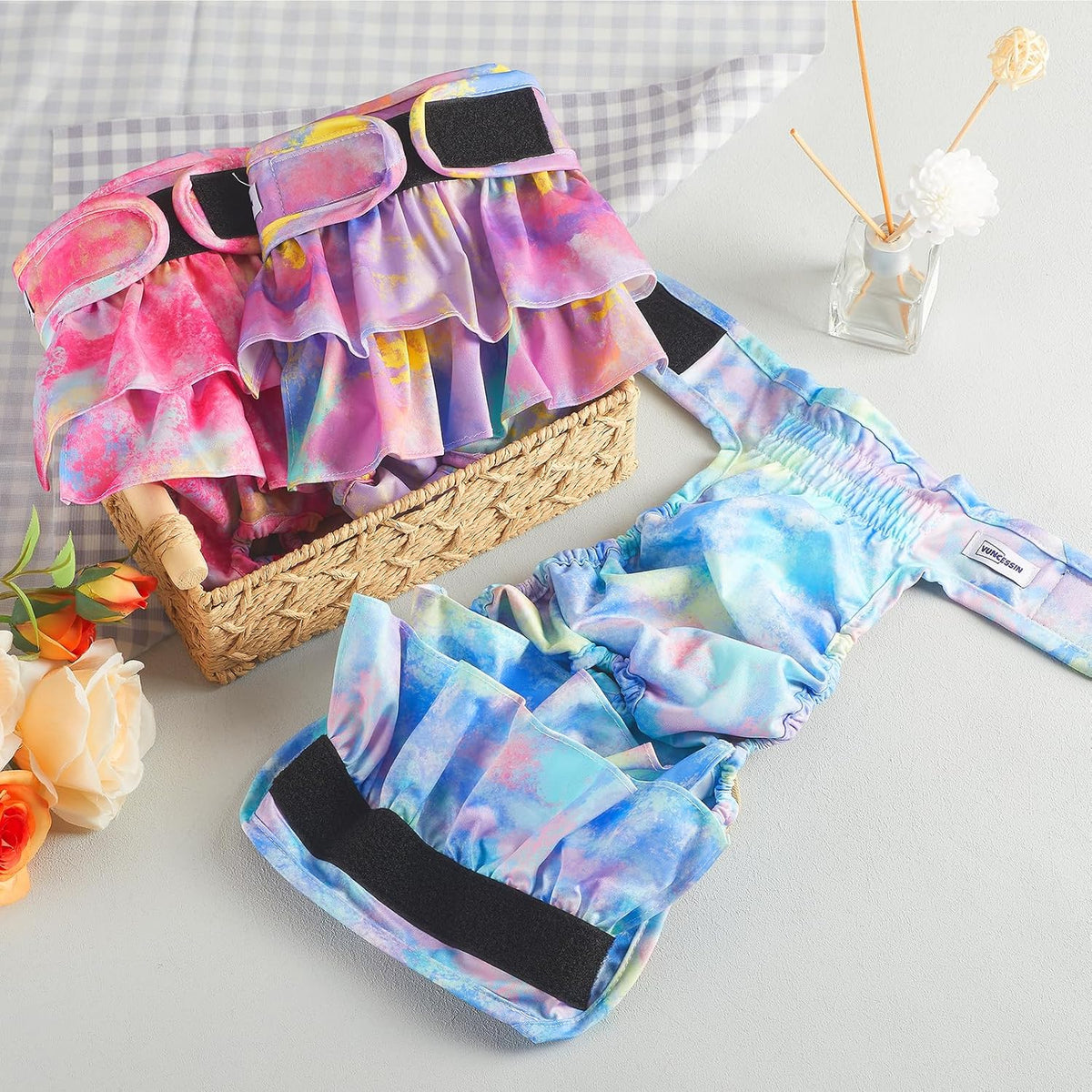 Reusable Dog Diapers Female Washable - Multi Color Tie-Dye / XX-Large - image 2