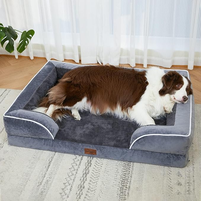 Comfort Expression Small Dog Beds Waterproof Orthopedic Foam Dog Sofa Beds for Small Dogs Comfy Pet Bed with Washable Removable Cover & Non-Slip Bottom(X-Small,Dark Grey)