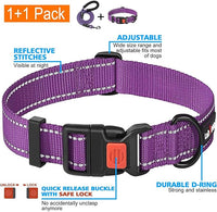 Heavy Duty Dog Leash - Comfortable Padded Handle, 5 ft Long - Dog Leashes for Small Medium Large Dogs (Leash+Collar L Neck 20"-25", Purple)