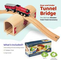 maxim enterprise, inc. Wooden Train Track Over & Under Tunnel Bridge & Easy-Connect Railway - image 4