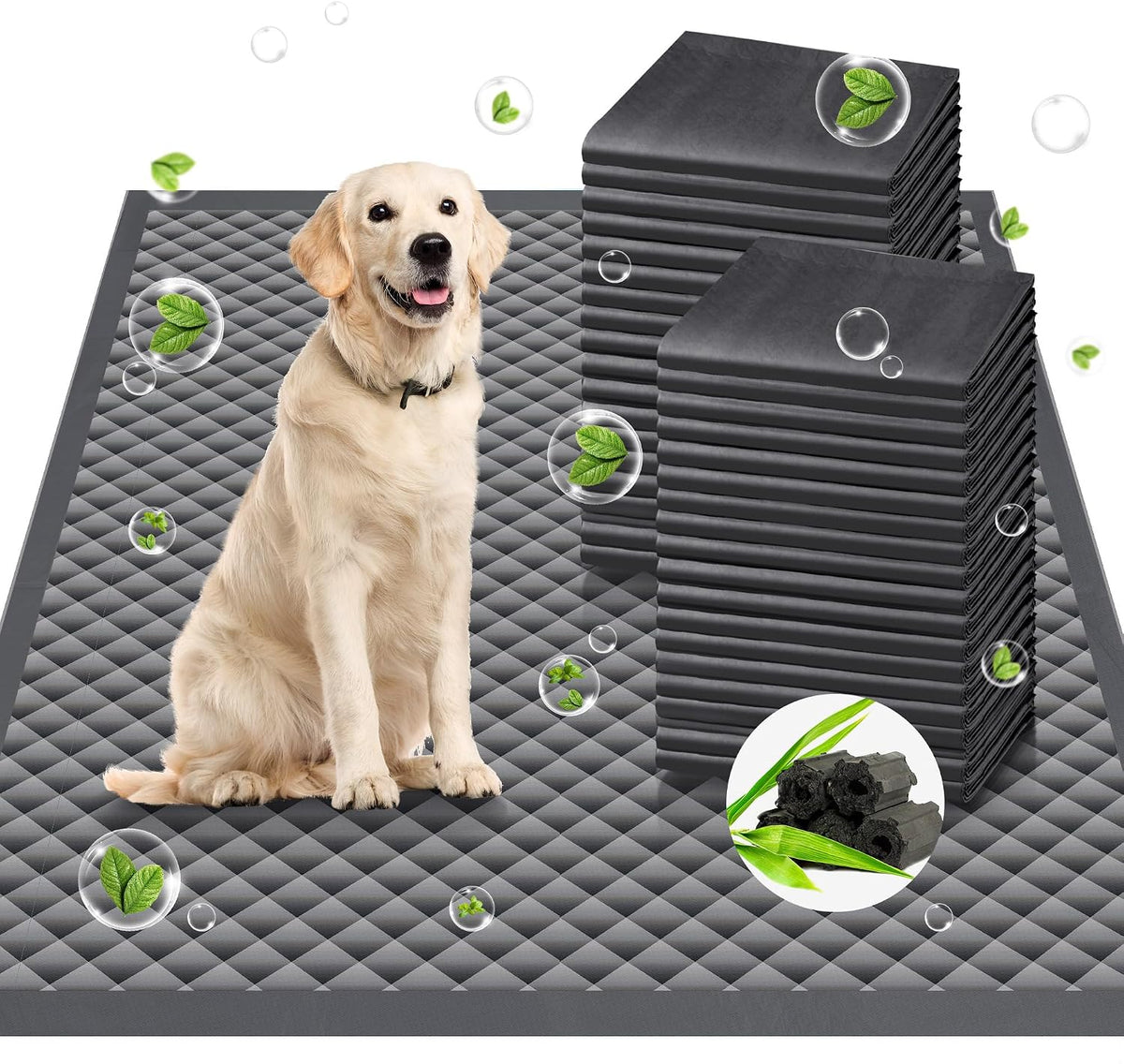 Enormous 37"x 54" Dog Training Potty Pads - 36"x36" Charcoal（30counts）