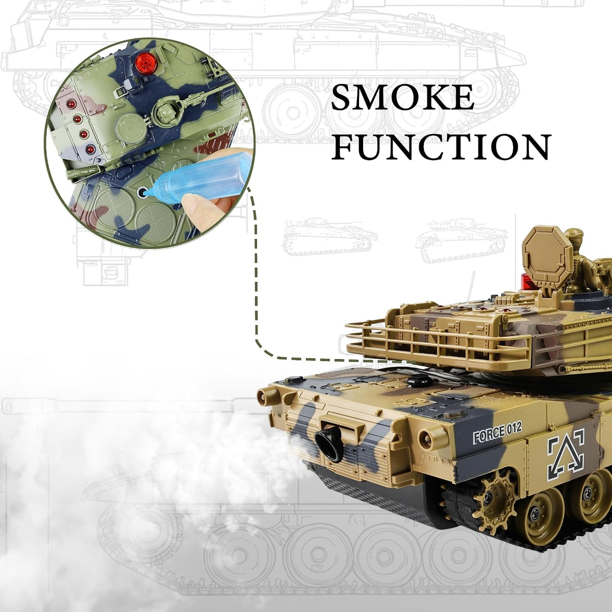 KAIM 1/24 RC Tank, Remote Control Tank for Boys with Smoke - image 3