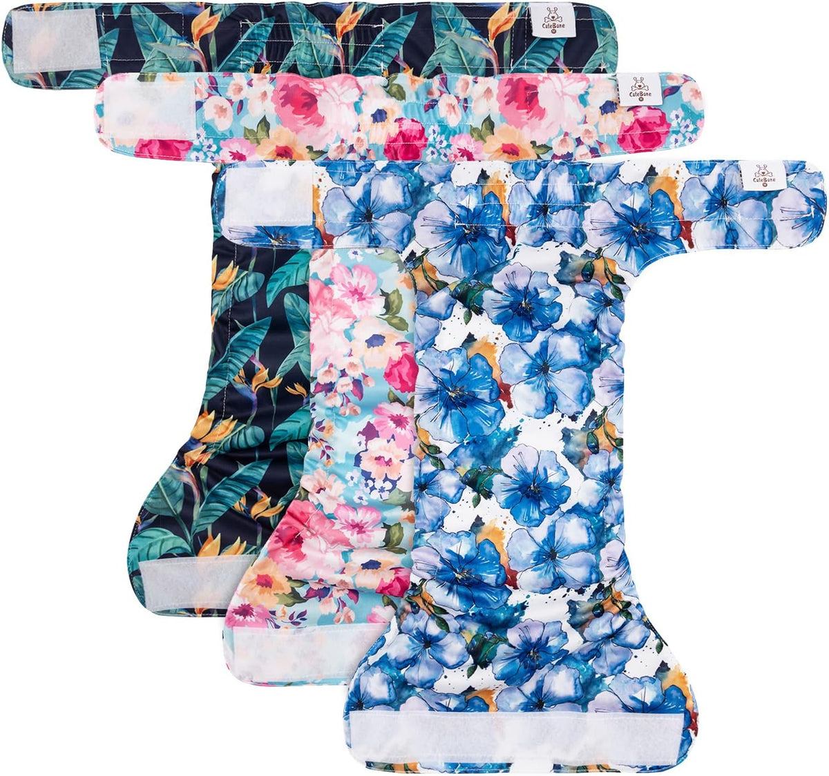 CuteBone Washable Dog Diapers Female No Tail Hole 3 Pack Reusable - For docked-tail, 2#floral / S - image 3