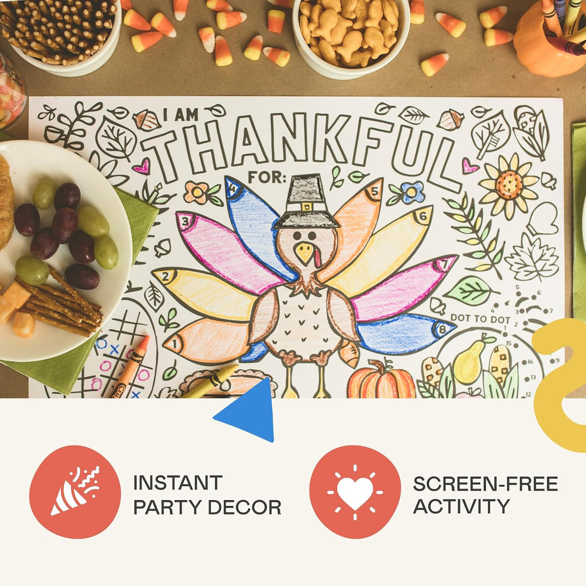 Tiny Expressions Thanksgiving coloring placemats set of 12 with turkey and activity games - view 6