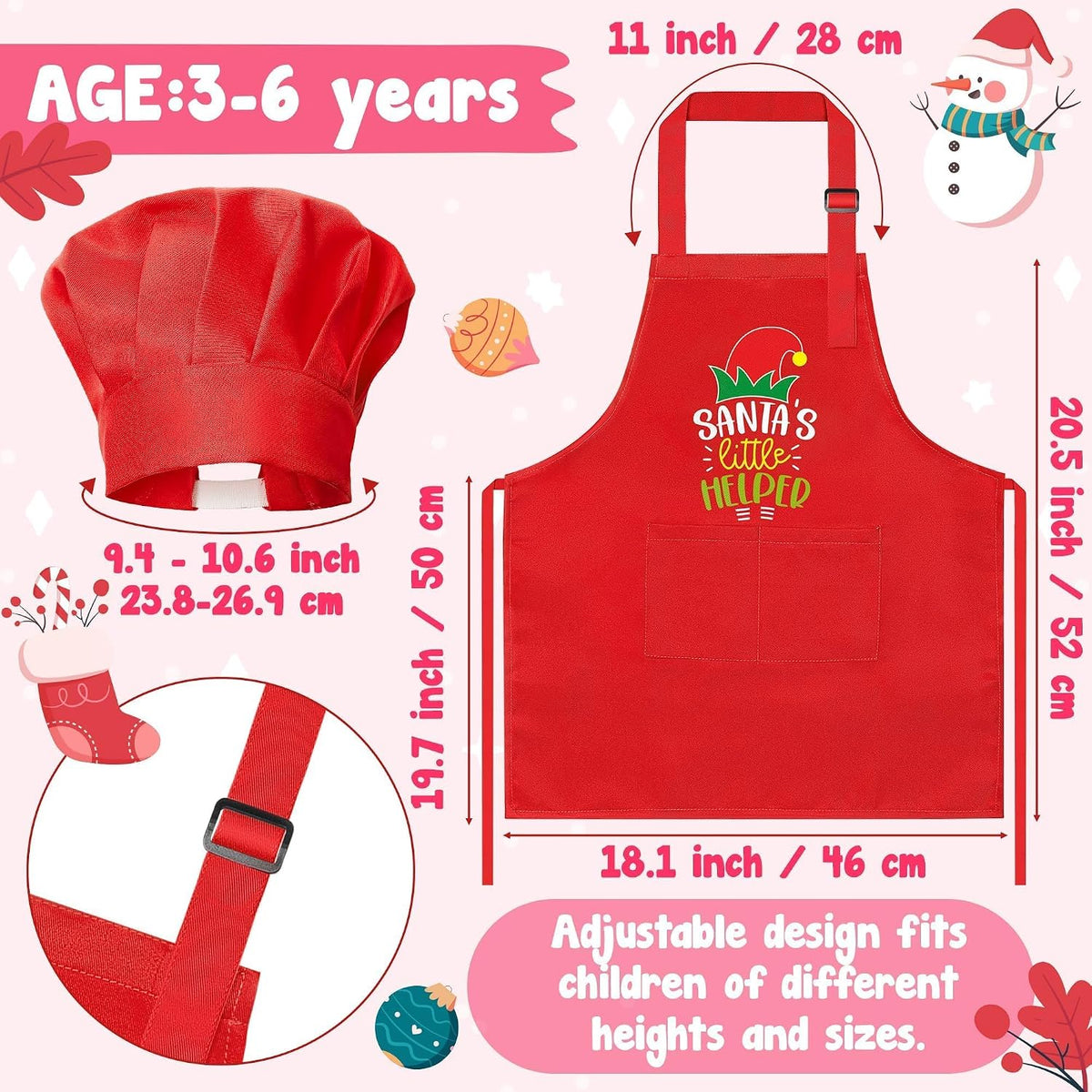R HORSE Kid Apron and Chef Hat Set - Xmas Red - image 3