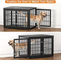 42 Inch Heavy Duty Dog Crate Furniture for Large and Medium Dogs, Decorative Pet House End Table, Wooden Cage Kennel Furniture Indoor, Gray
