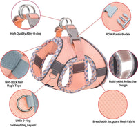 Breathable Dog Harness Small Sized and Leash Set - Pink / M(Chest: 15 - 17") - image 2