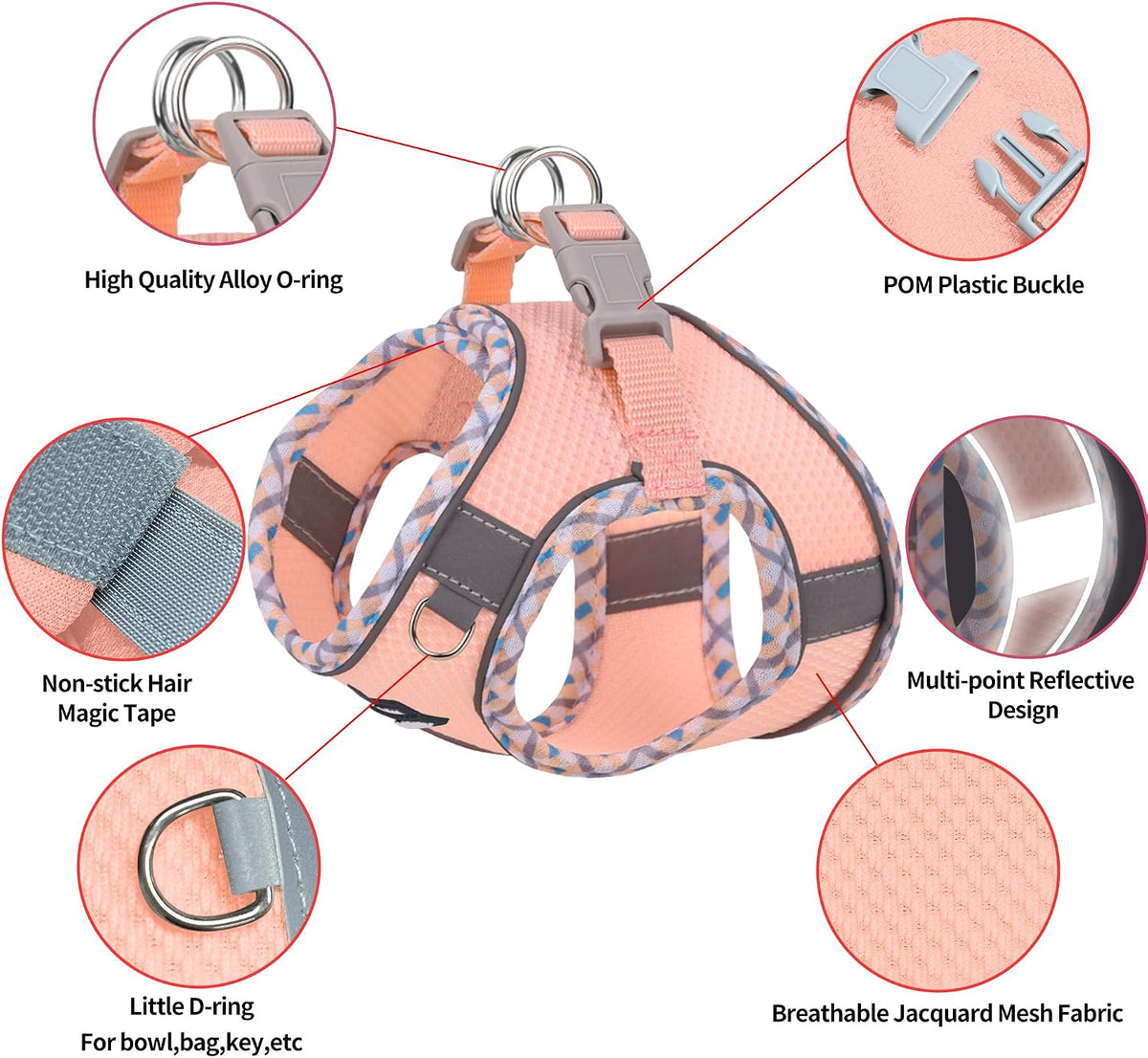 Breathable Dog Harness Small Sized and Leash Set - Pink / M(Chest: 15 - 17") - image 2