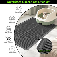 Rubber Cat Litter Mat Litter Box Mat - Black / XXL-38" x 25" Thickened - image 2
