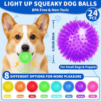 36 Pcs 2.5 in Squeaky Dog Toy Balls Spiky Dog Balls Chew Toy - 2.5in / LED – 24 Pcs - image 2
