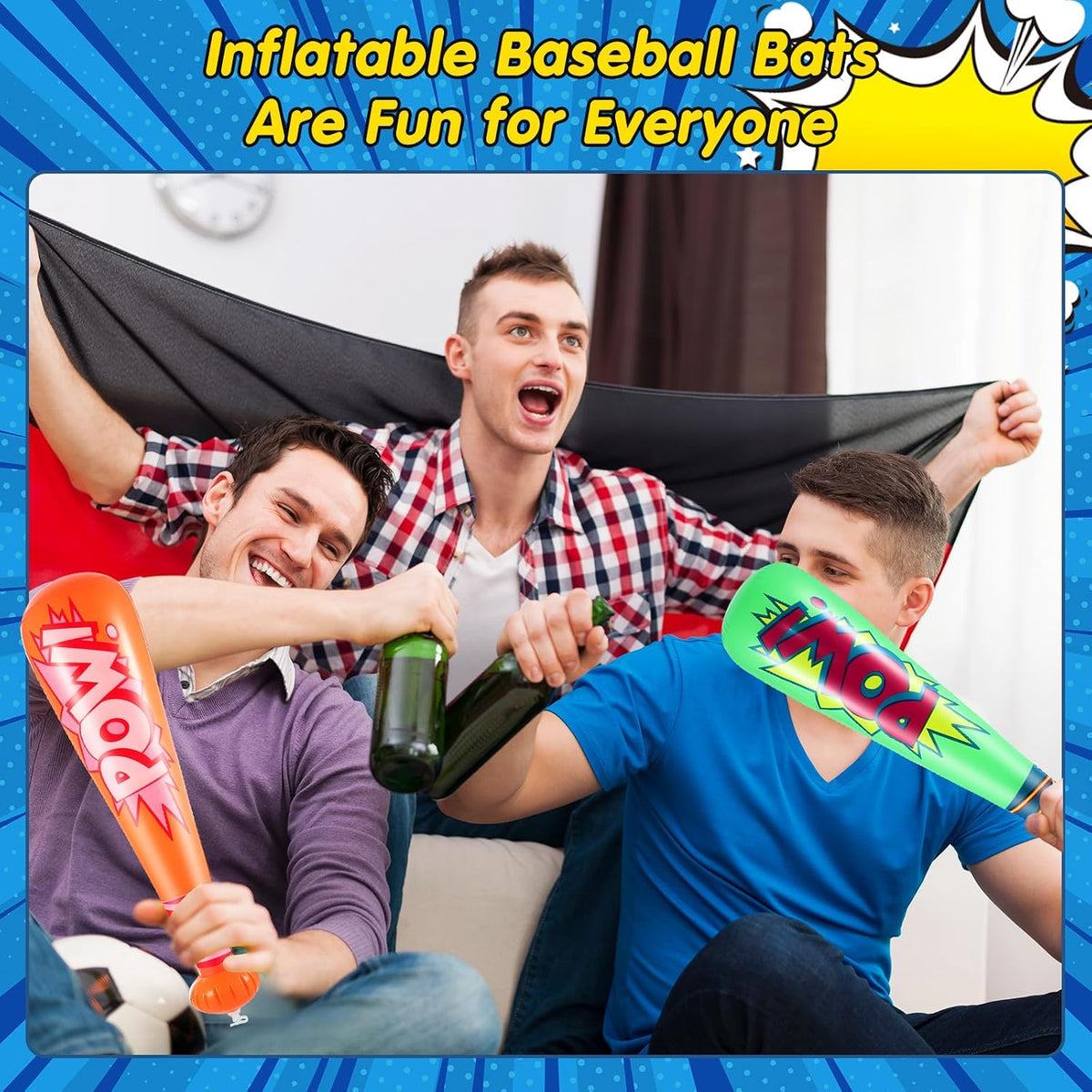 WILLBOND 18 pack 17 inch inflatable baseball bats in red, pink, blue and light blue with pump - view 11