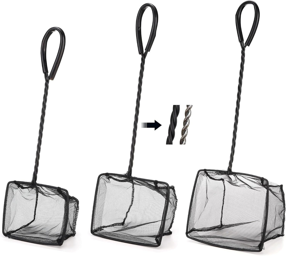 2 Pack Aquarium Fish Net Fine Mesh Quick Catch Tank Skimmer 5 Inch – Essentials for Fish - Black / Multi-Size Set: 4"/5"/6" (3-Pack)