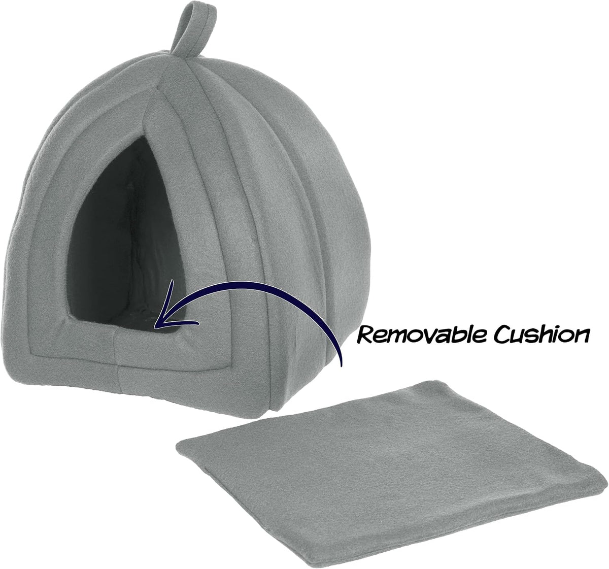 PETMAKER Cat House Indoor Bed with Removable Foam Cushion - Gray / (L) 13” x (W) 13” x (H) 15.75” (Pack of 2) - image 3
