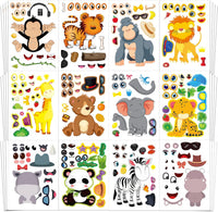 48 Fall Make-a-Face Sticker Sheets for Kids - Safari Animals