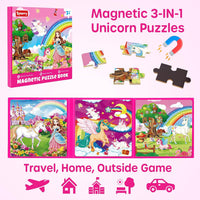 SYNARRY magnetic dinosaur puzzle book with three colorful dinosaur scenes - view 9