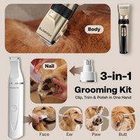HEAPETS Dog Hair Clippers for Grooming Kit and Dog Paw Trimmer Nail - Gold-white - image 2