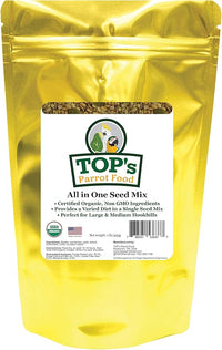 TOP's All in One Seed Mix for Large Birds, Non-GMO, Peanut Soy & Corn Free, USDA Organic Certified, 1lb