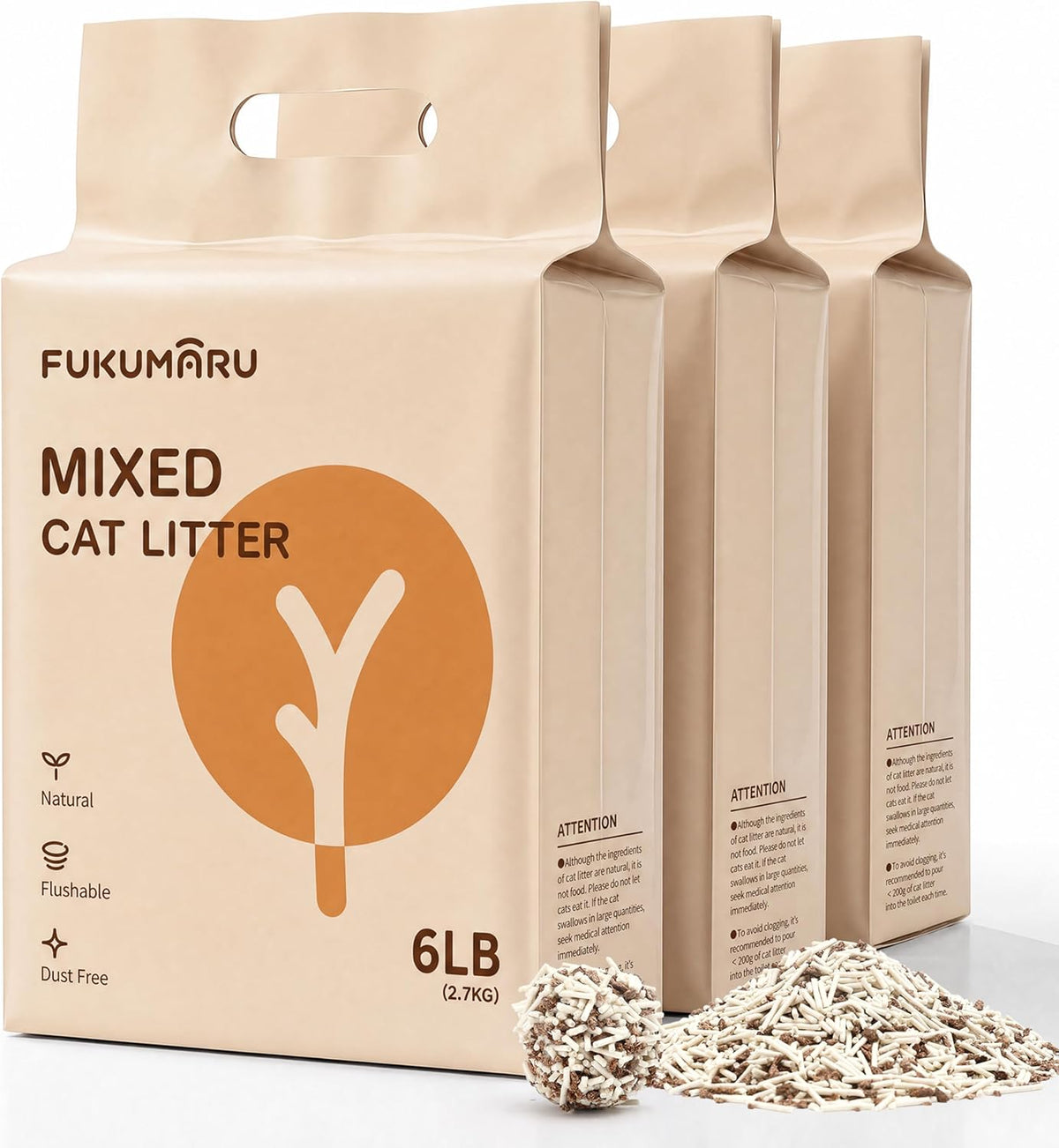FUKUMARU Tofu Cat Litter, Applewood Blend, Clumping - Beige, 18lbs. / Unscented