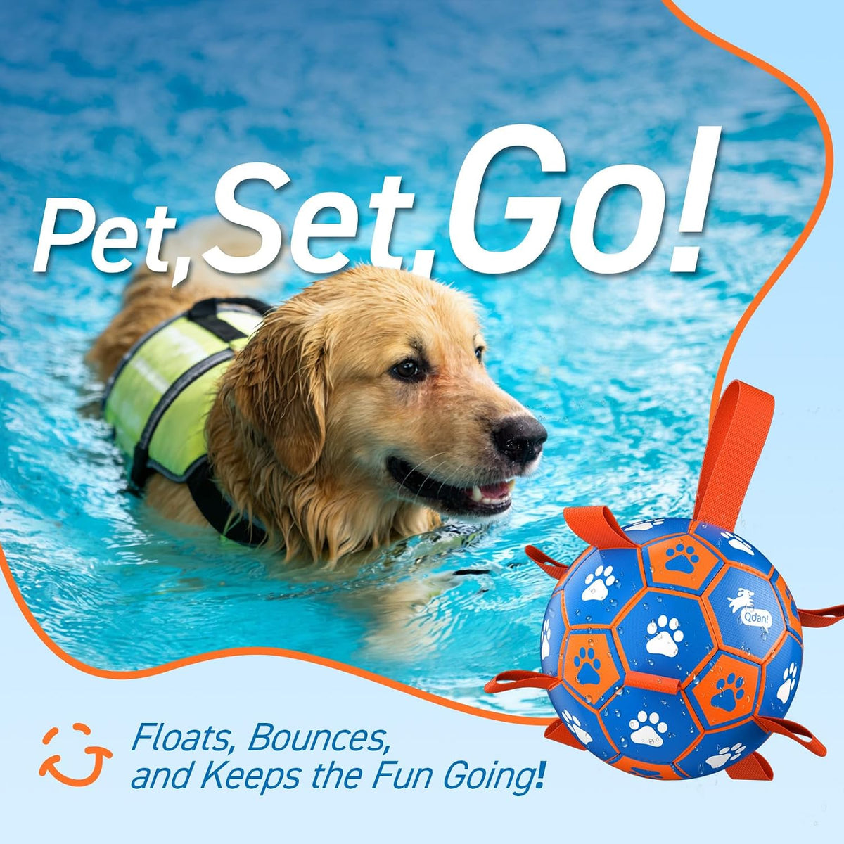 QDAN Dog Balls, Herding Balls for Dogs - Blue Orange / Large Size 3 (8 Inch) - image 2