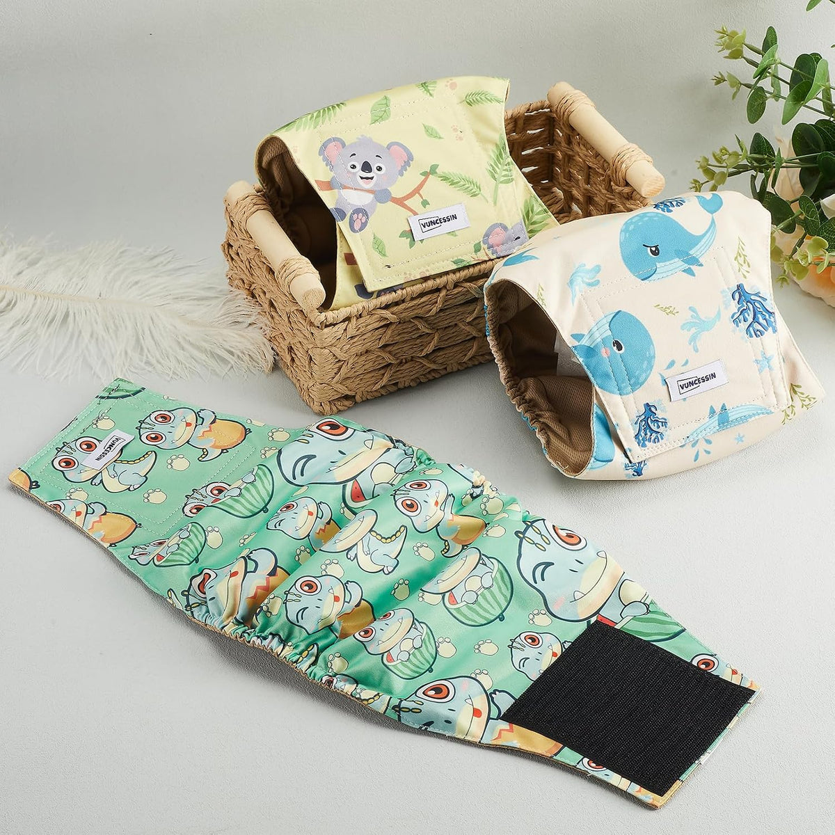 Washable Dog Diapers Male Reusable - Koalas, Dinosaurs, Whales / Large - image 2