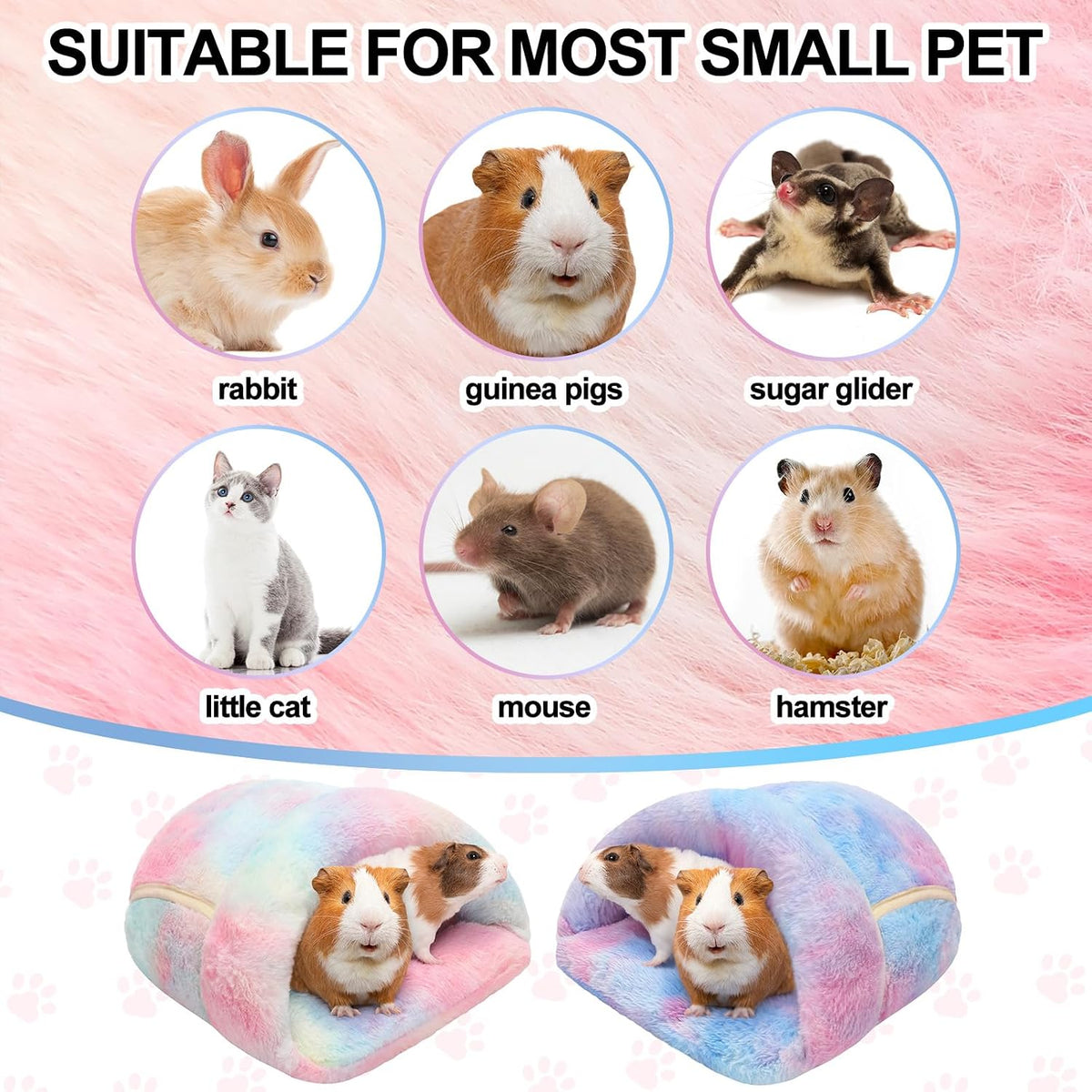 2 Pcs Guinea Pig Fleece Hideouts, Blue, Khaki, Star – Daily Care for Small Pets - Gradient Colors / Blending - image 3