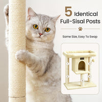 Cat Tree Tower Scratching Post for Indoor Large Adult Cats with Perch - Beige / 28 Inches - image 3