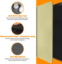 Cat Litter Mat 24"x16", Double Layer EVA litterbox Mat Beige - Cream / Honeycomb-24 x 16 Inches - image 3