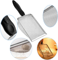 Cat Litter Scoop, Stainless Steel Cats Sturdy Mesh Scooper Kitty Metal Scooper Long Handle Scooper - 3.8mm Cat Litter Scoop - image 4